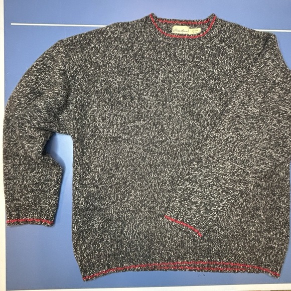 Eddie Bauer Vintage Wool Sweater 90s Y2K Pullover Gray XL Fisherman Grandpa - Picture 1 of 8